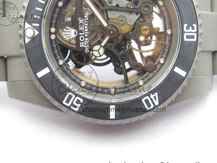 116610 Bezel Skeleton DIal Best Sandblasted Edition on ROF Andrea Submariner Carbon SA3130 Pirlo 0308